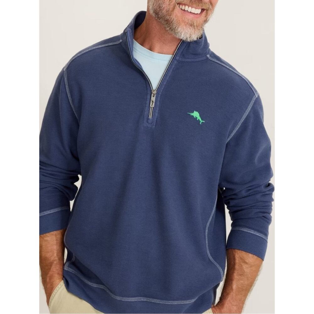 Tommy Bahama Medium Tobago Bay Island Navy Half-Zip Pullover‎ Sweatshirt